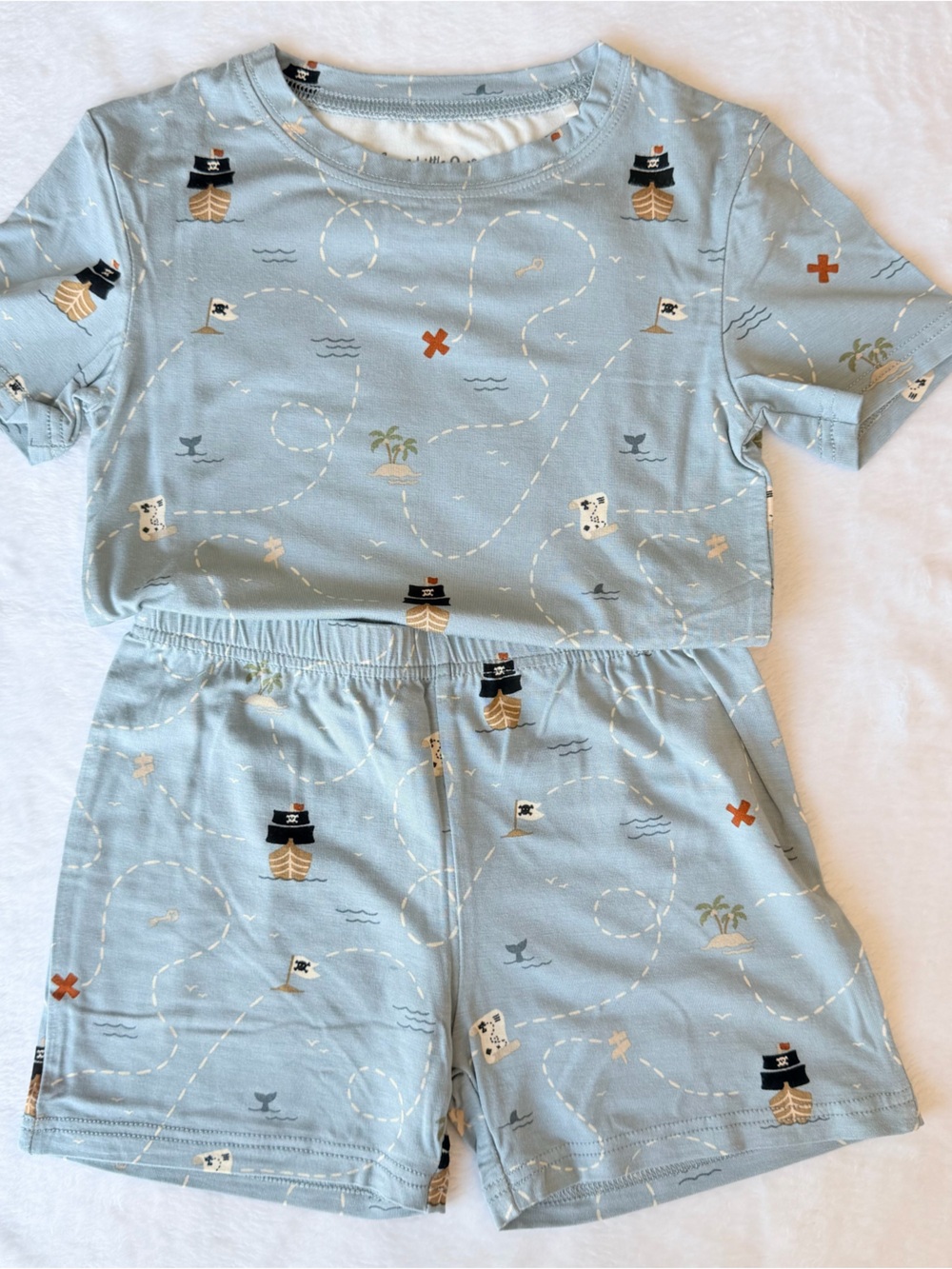 Brave Little Ones Pirate Ship Print Short Pajama Set - 3T